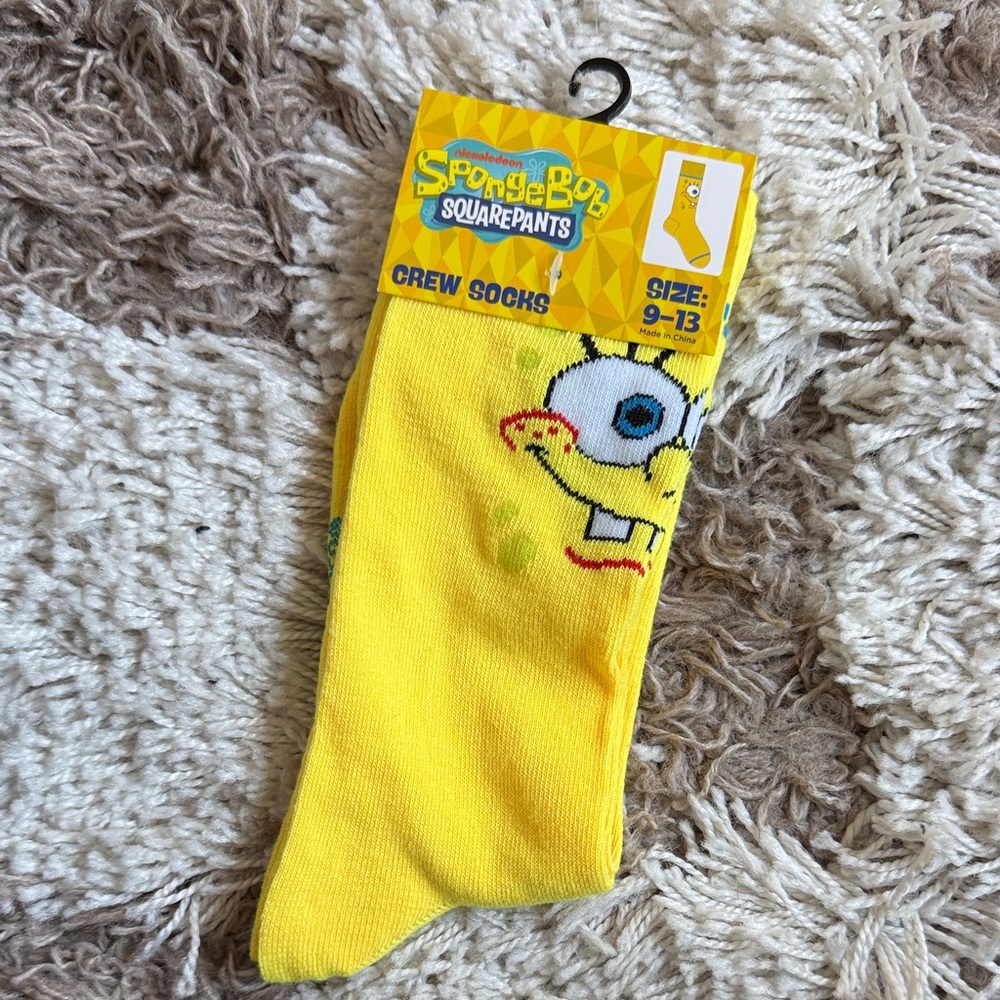SpongeBob SquarePants Bright Yellow Character Crew Socks
